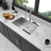 33 X 22" Kitchen Sink Drop In 16 Gauge Stainless Steel Single Bowl Topmount Basin - Brushed Nickel - Image 4