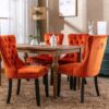 Nikki - Modern, High-End Tufted Solid Wood Contemporary Velvet Upholstered Dining Chair With Wood Legs Nailhead Trim (Set of 2) - Orange - Image 18