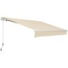 Outsunny - 12' x 8' Retractable Awning Patio Awnings Sun Shade Shelter With Manual Crank Handle, 280G / M² Uv & Water-Resistant Fabric And Aluminum Frame For Deck, Balcony, Yard - Cream White - Image 4