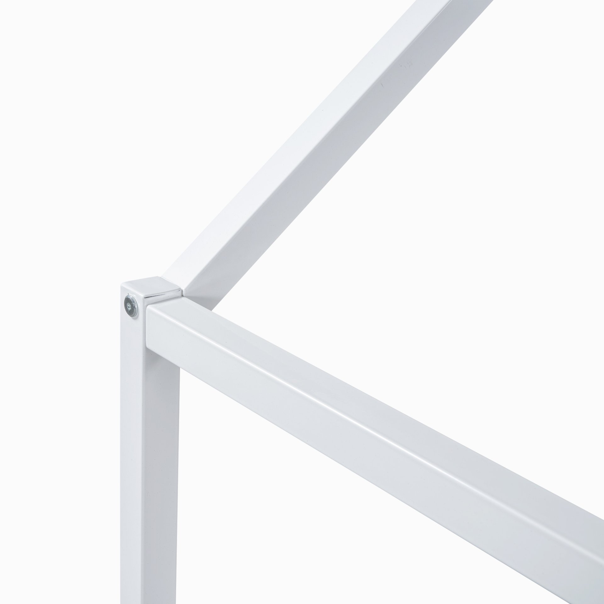 Full Size Metal House Bed With Fence And Door - White - Image 15