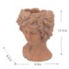 8X9X11.5" Head Bust Planter, Greek Style Cement Head Planter, Indoor Outdoor Home Garden Decor - Brown - Image 3