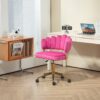 Velvet Home Office Desk Chair, Modern Cute Computer Chair, Wheels Swivel Height Adjustable Task Chair - Rose Red - Image 2