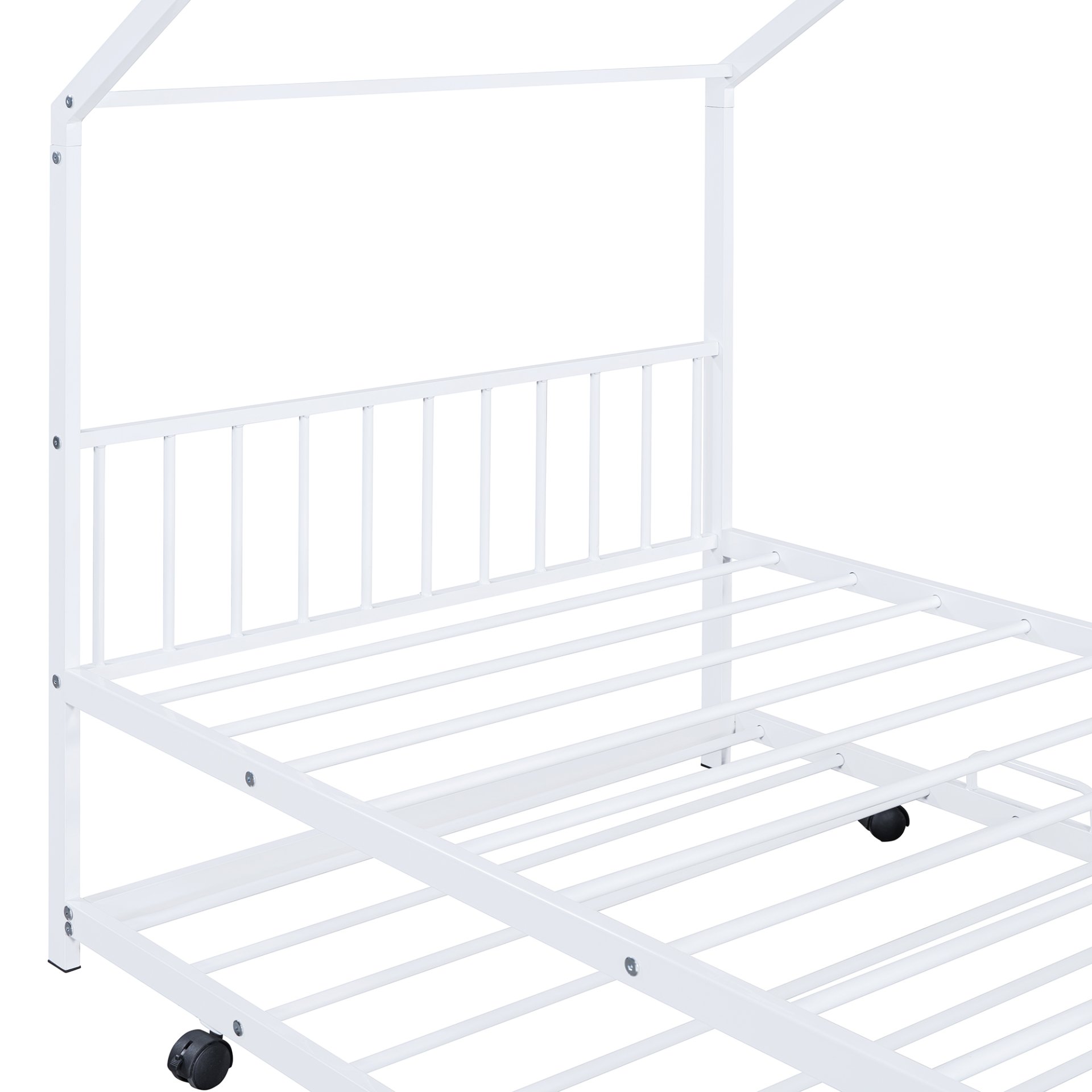 Twin Size Playhouse Design Bed With Twin Size Trundle - White - Image 16
