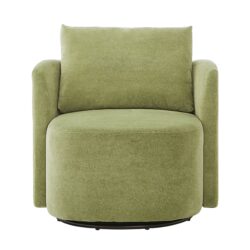 360° Swivel Chair, Accent Barrel Armchair, Upholstered With Curved Design - Green