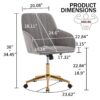 Adjustable Office Chair, Ergonomic Swivel Chair Velvet, Comfortable For Long Sitting - Gray - Image 10