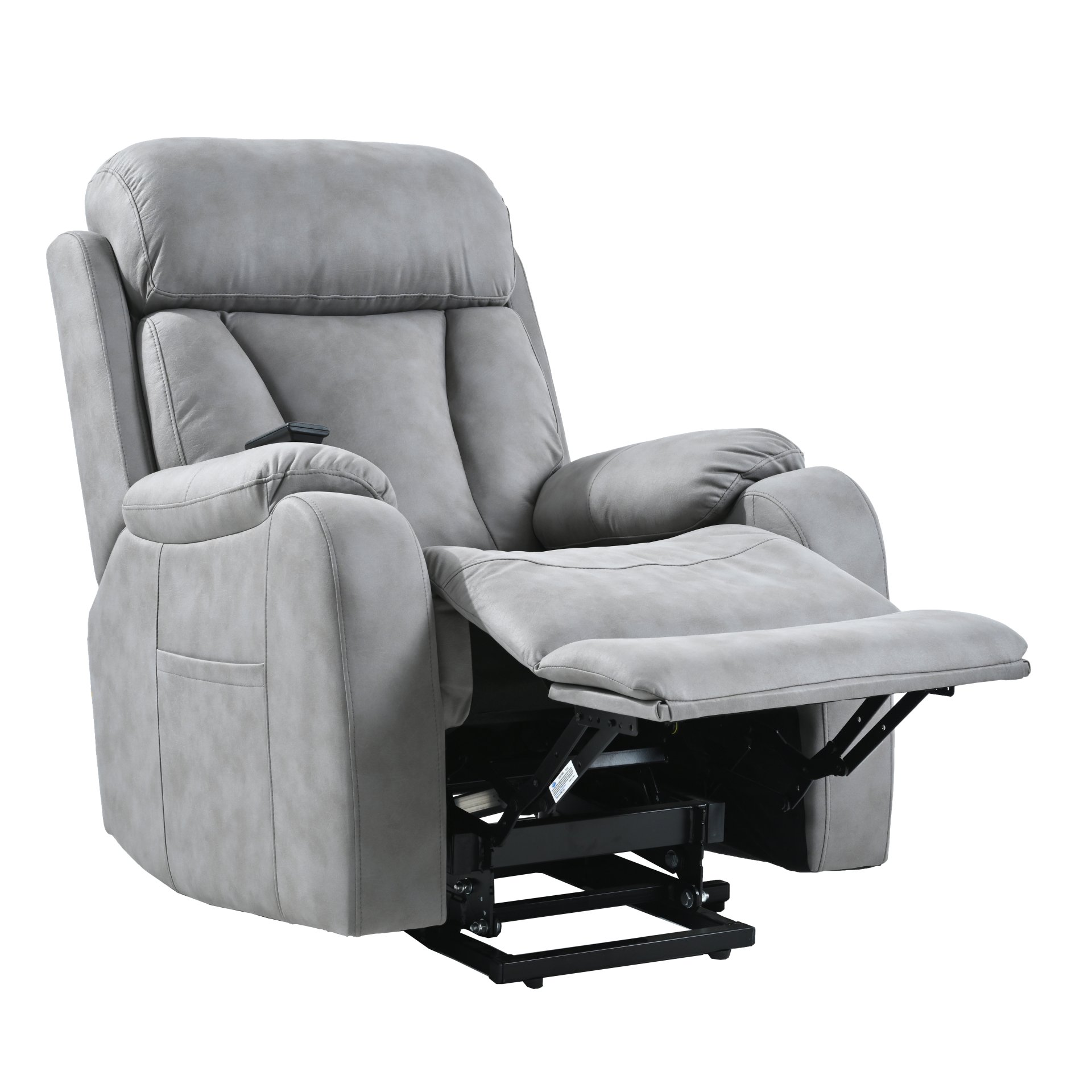 35.4" Electric Power Lift Recliner Chair, Fabric Recliner Chair, Home Theater Seating, Living Room Chair, Side Pocket, Remote Control - Light Gray - Image 14