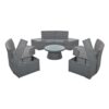 10 Piece Outdoor Sectional Half Round Patio Rattan Sofa Set, Wicker Conversation Furniture Set For Free Combination - Light Gray - Image 17
