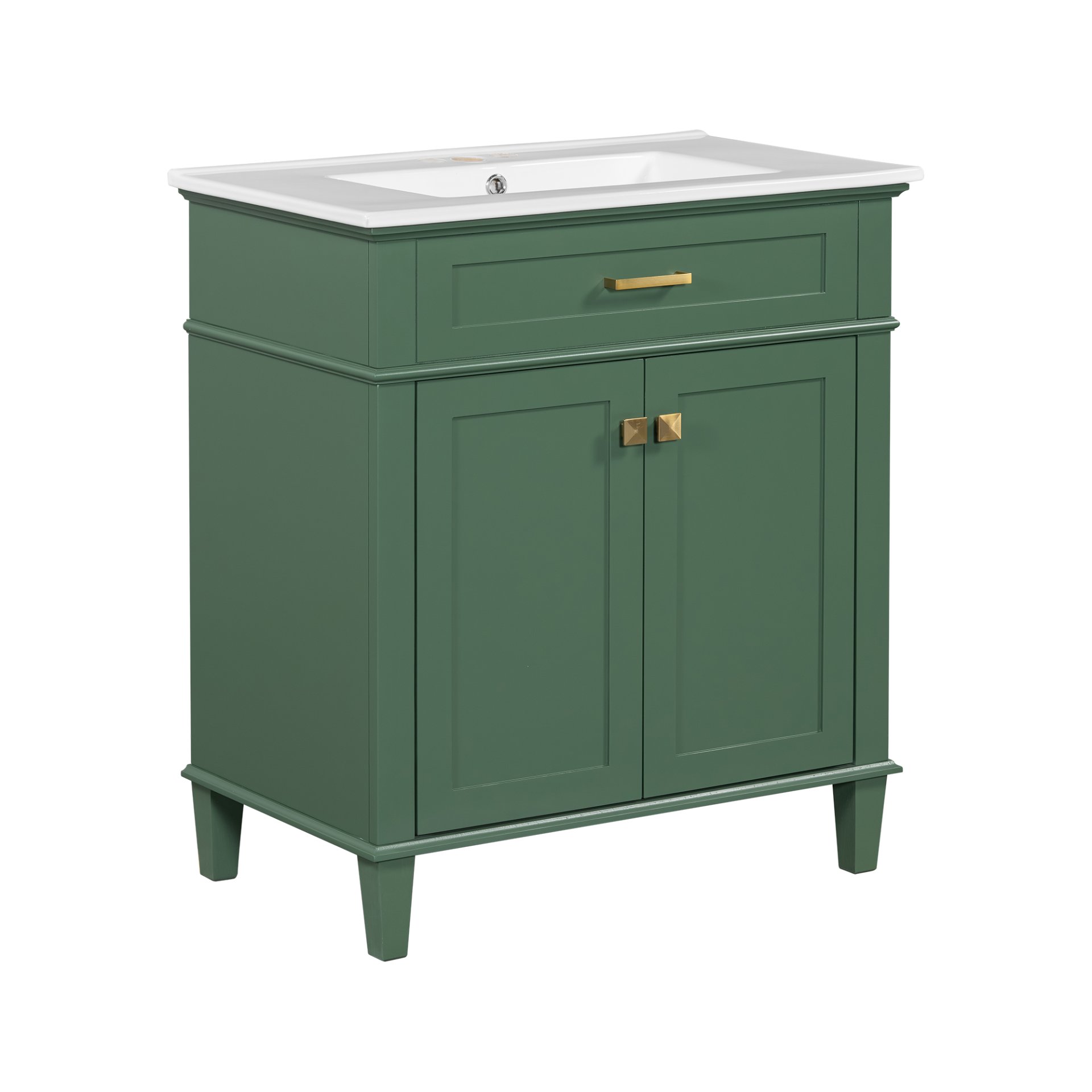 Bathroom Vanity With Ceramic Basin, Soft Close Door And Adjustable Shelves - Green - Image 14