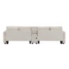Upholstered Sofa With Console, 2 Cupholders And 2 USB Ports Wired Or Wirelessly Charged, Modern Linen Fabric Couches With 4 Pillows (4 Seat) - Beige - Image 4