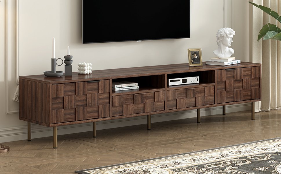 Mid Century TV Stand With 2 Drawers, Media Console Table For Tvs Up To 85'', Entertainment Center With Storage For Living Room - Dark Brown - Image 19