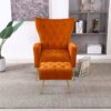 Modern Accent Chair With Ottoman, Comfy Armchair For Living Room, Bedroom, Apartment, Office - Orange - Image 2
