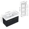 Modern 36" Wall Mounted Bathroom Vanity With Thick Edge Resin Sink And Storage Rack Plywood - Black Chestnut - Image 5