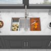 Undermount Kitchen Sink Workstation 33" Single Bowl Dual Mount Sink With Accessories - White - Image 4