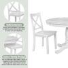 5 Pieces Dining Table And Chairs Set For 4 Persons, Kitchen Room Solid Wood Table With 4 Chairs - White - Image 7