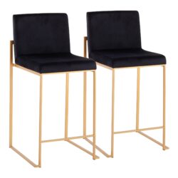 Fuji - Contemporary High Back Counter Stool (Set of 2) - Gold / Black