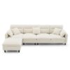 Modern Convertible Sectional Sofa L Shaped Reversible Couch Set With Free Pillows 5 Seat Cloud With Ottoman - Beige - Image 2