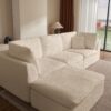 Cloud L Shape Modular Sectional Sofa With Ottoman, 3 Seater Convertible Couch - Beige - Image 9