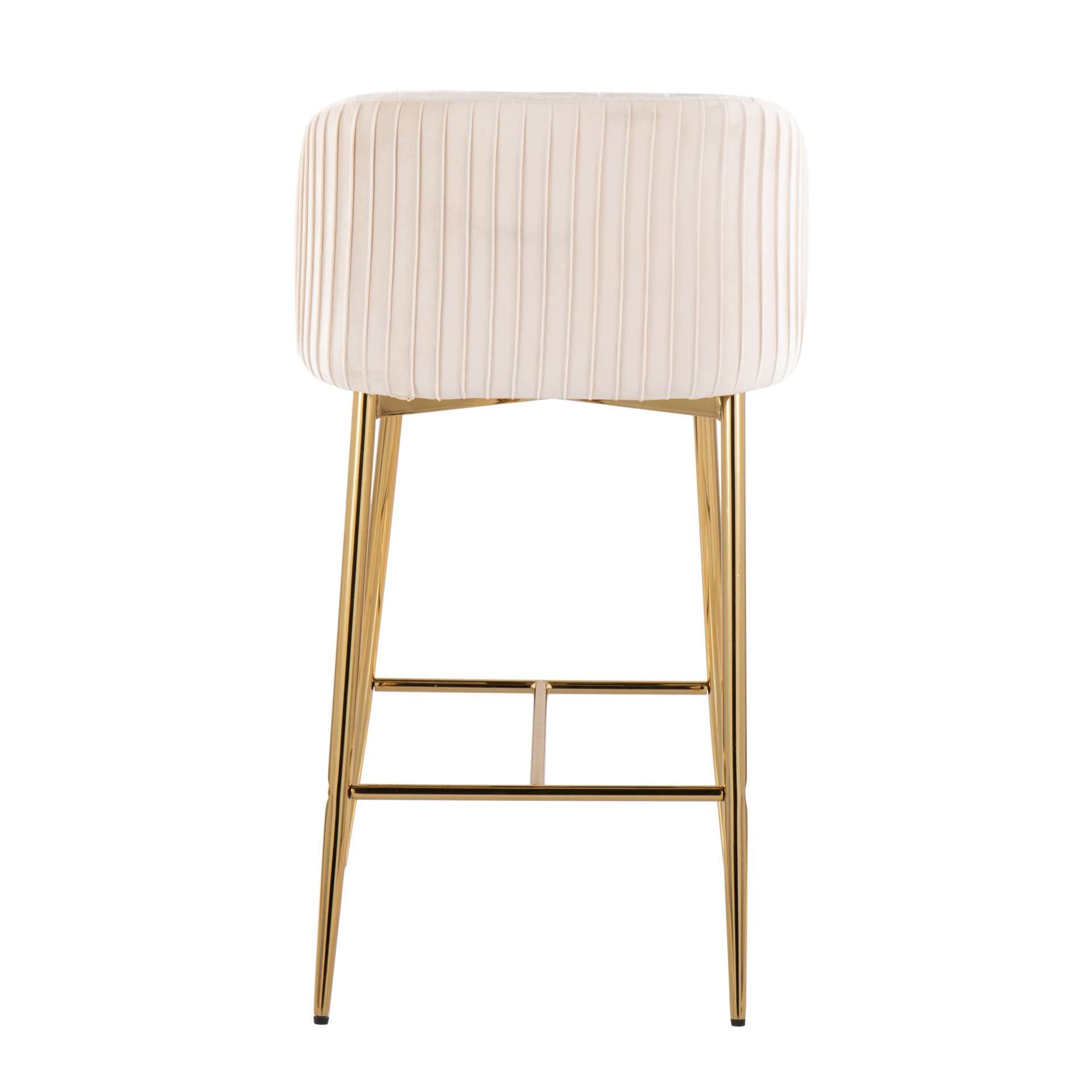 Fran - Pleated Contemporary / Glam Fixed Height Counter Stool (Set of 2) - Gold / White - Image 5