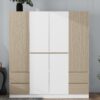 6 Doors Wardrobe Storage For Bedroom, With 4 Drawers - White / Nature - Image 6