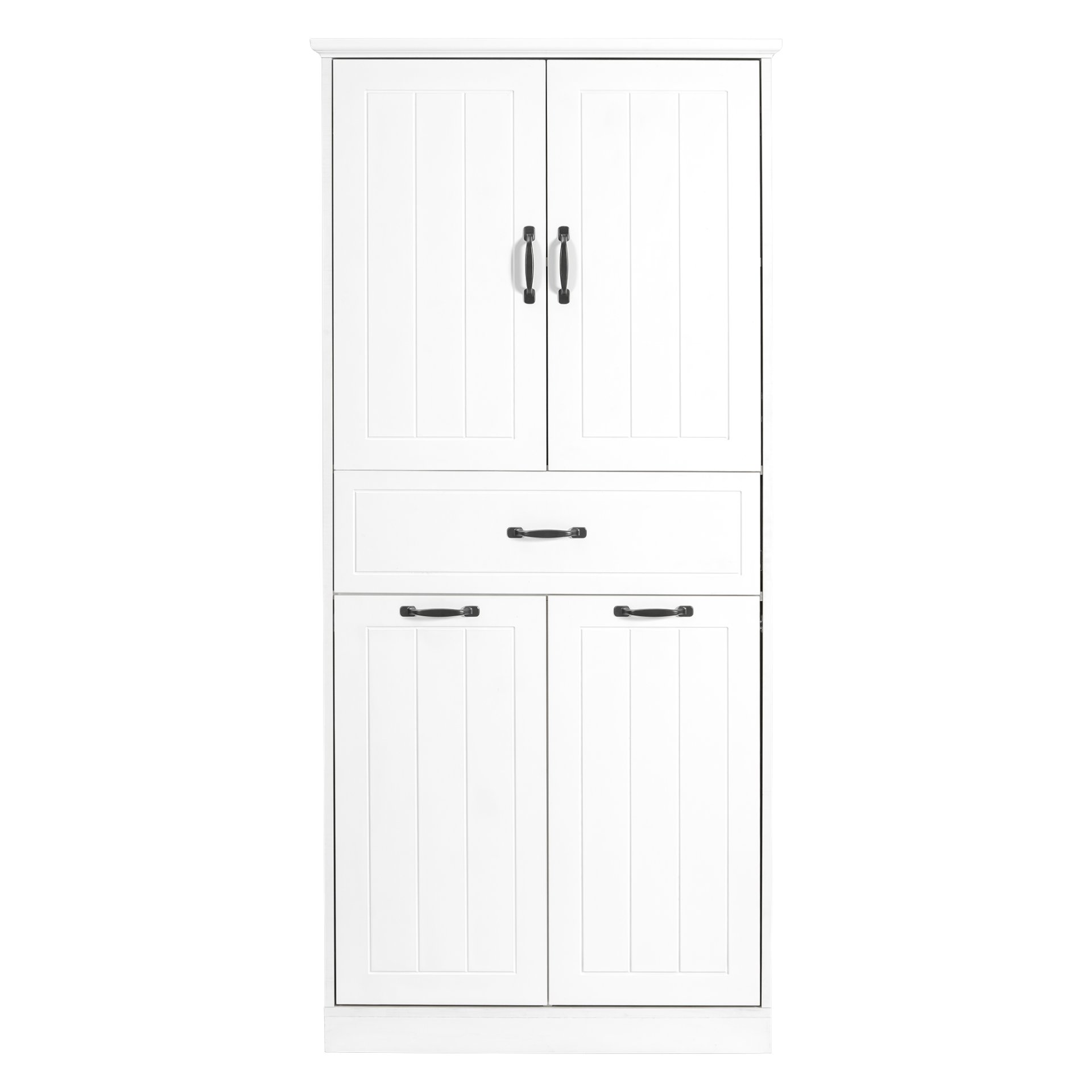Modern Bathroom Storage Cabinet With 2 Laundry Baskets, 1 Drawer, Adjustable Shelf - White - Image 16