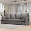 Modern Modular Sofa, 4 Seat Chenile Sectional Couch Set With 2 Pilows Included, Freely Combinable Indoor Funiture For Living Room, Apartment, Office - Dark Gray - Image 3