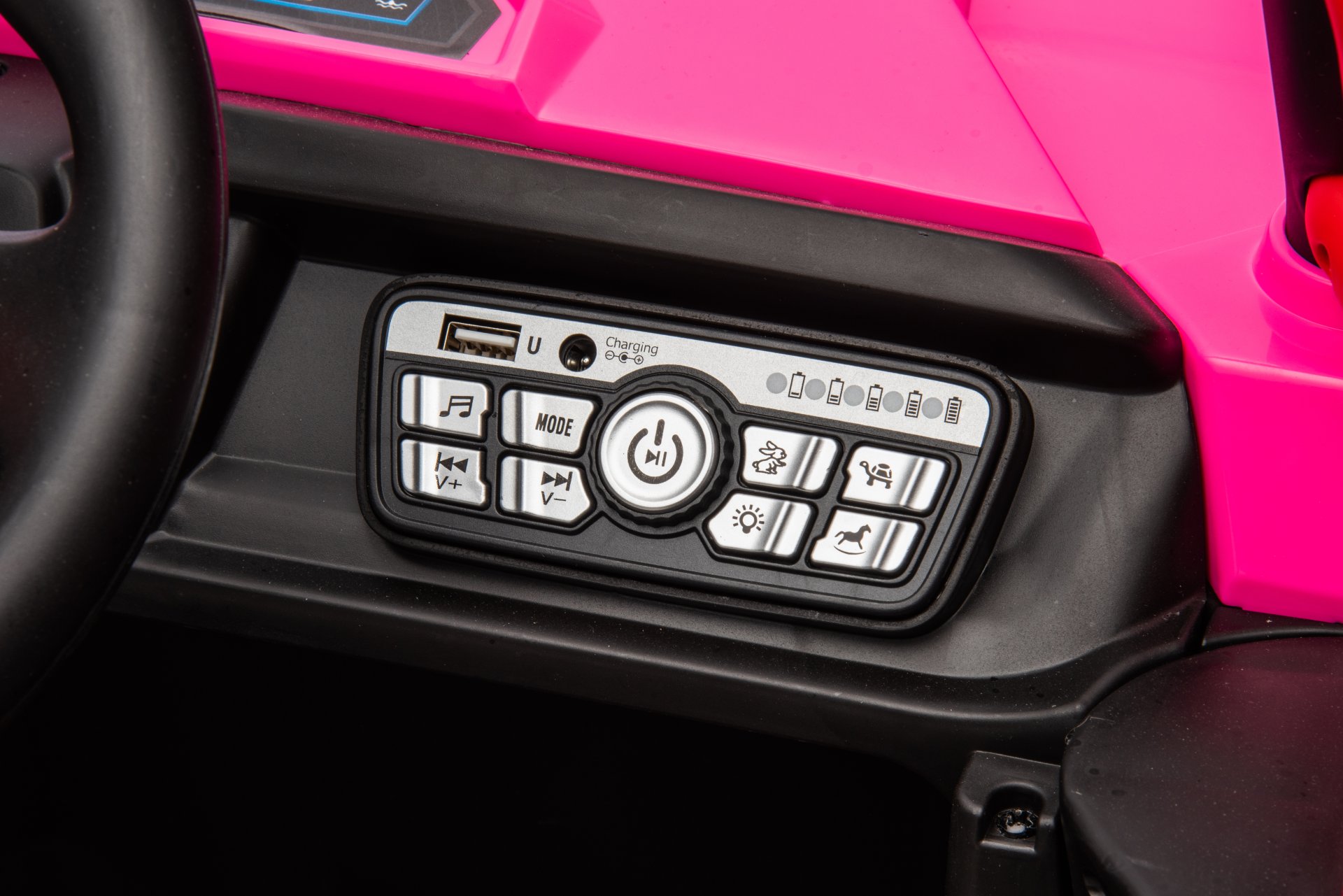 12V7A*1 30W*4 Four-Wheel Drive Leather Seat One Button Start, Forward And Backward, High And Low Speed, Music, Front Light, Power Display, Two Doors Can Open, 2.4G R / C, Seat Belt Four Wheel Absorber - Pink - Image 19
