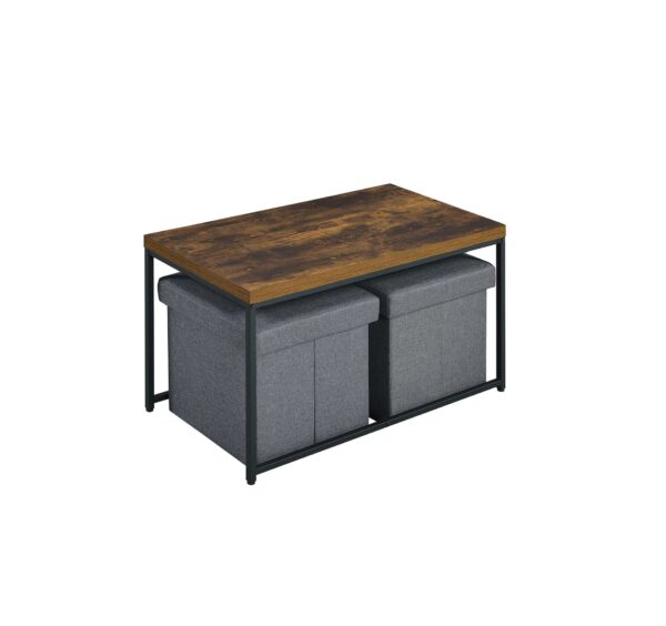 Murph - Wood Grain 3 Piece Coffee Table (Set of 3) - Weathered Oak