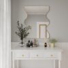 Wall Mirror Rectangular Mirror With 2 Wavy Sides Metal Framed Mirror Vanity Mirror Dressing Mirror, For Bathroom, Living Room, Bedroom Wall Decor - Golden - Image 3