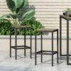 Outdoor Bar Stool With Slat Design And Metal Frame (Set of 2) - Gray / Black - Image 4