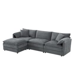 Modular Sectional With Deep And Wide Seat, L Shaped Cloud Couch Set With Double Cushions 4 Seat Sofa With Movable Ottoman Oversized - Dark Gray
