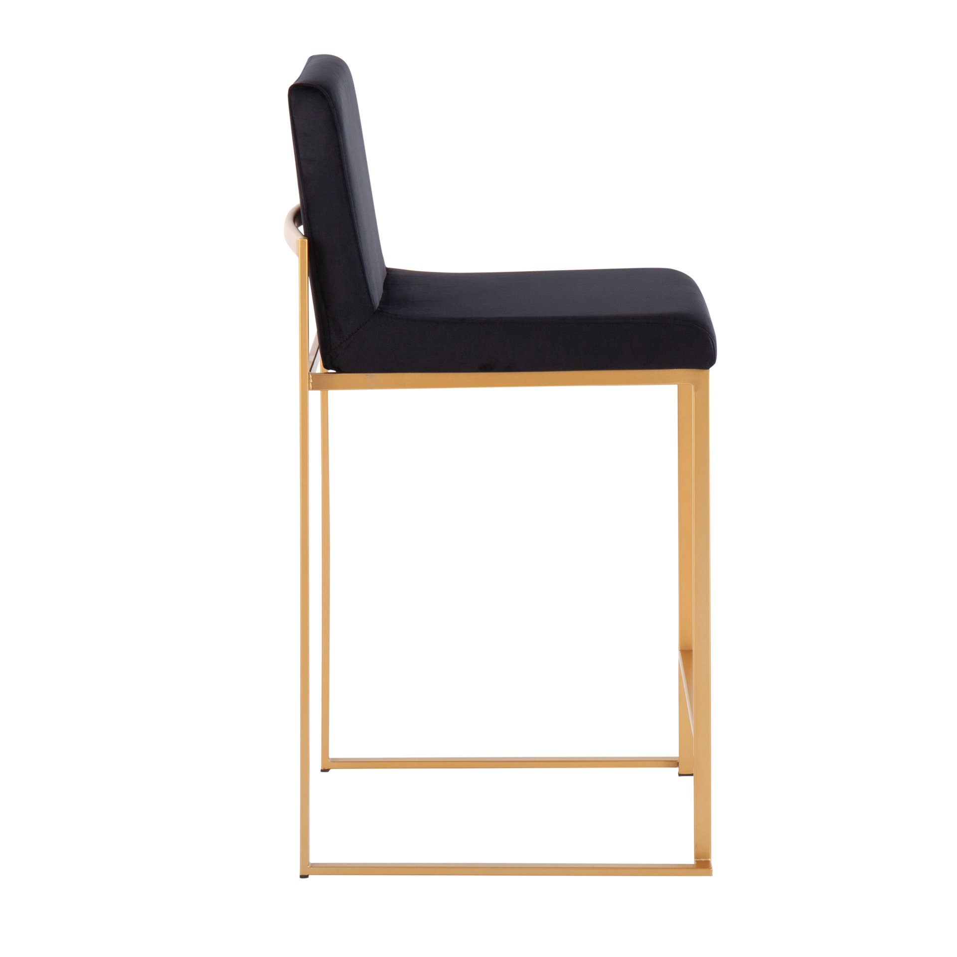 Fuji - Contemporary High Back Counter Stool (Set of 2) - Gold / Black - Image 3