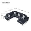 Modern U Shape Sectional Sofa, Velvet Corner Couch With Lots Of Pillows Included, Elegant And Functional Indoor Furniture - Black - Image 23