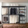Monica - Wood Walk In Closet System With Spacious Drawer In Wood And Metal Frame - Gray - Image 2