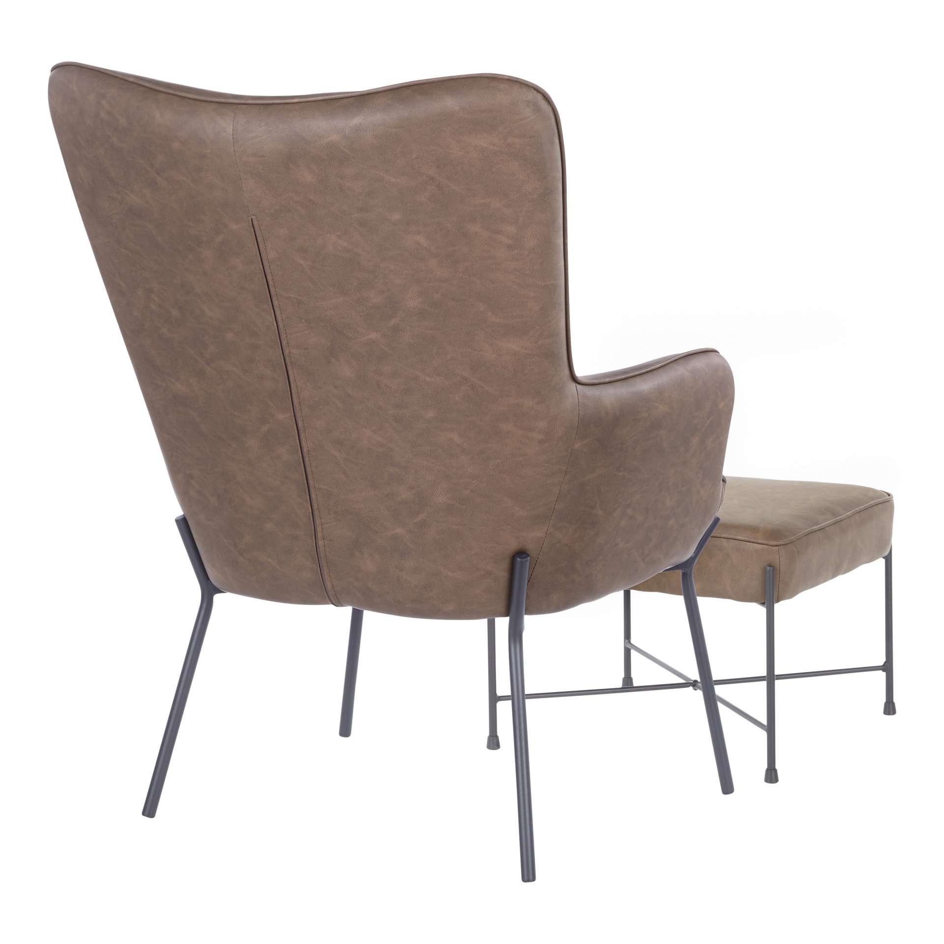 Izzy - Industrial Lounge Chair / Ottoman Set - Black / Espresso - Image 3