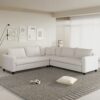 Modern Modular Sectional L Shaped Corner Couch Set With Wide Seat, Minimalist Style Oversized Comfy 5 Seat Sofa With Pillow - Cream - Image 7