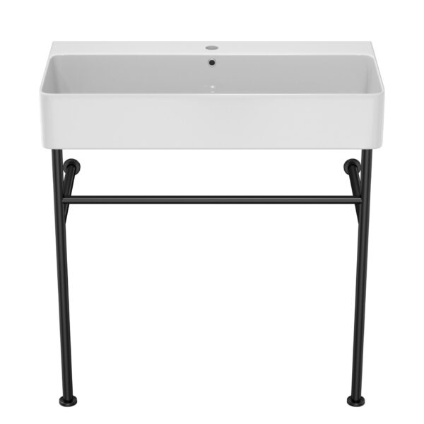 31.5" Ceramic Vanity Sink With Overflow Frame Console Basin For Bathroom - White