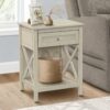 Accent End Table, 2 Tier, Storage Drawer, Transitional - White - Image 10