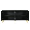 Modern Sideboard Buffet Cabinet With Handleless Press To Open Design, Carved Credenza Storage Cabinet With 4 Doors Construction - Black - Image 8