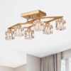 6 Light Crystal Ceiling Light For Dining Room, Modern Ceiling Lamp With Light Fixture For Entryway, Lobby, Kitchen, Bedroom, Living Room, Conference Room, (6*G9 Bulbs Included) - Gold - Image 2