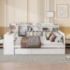 Full Size Daybed With 3 Drawers USB Ports And Desk - White - Image 23