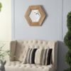 Hexagon Mirror With Natural Wood Frame, Wall Decor For Living Room Bathroom Hallway - Natural - Image 3