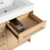 Original 60" Freestanding Bathroom Vanity With Double Resin Sink Soft Closing Doors & Drawers Plywood - Oak - Image 16