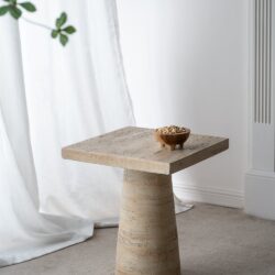 Square Side Table With Pedestal Base - Cream