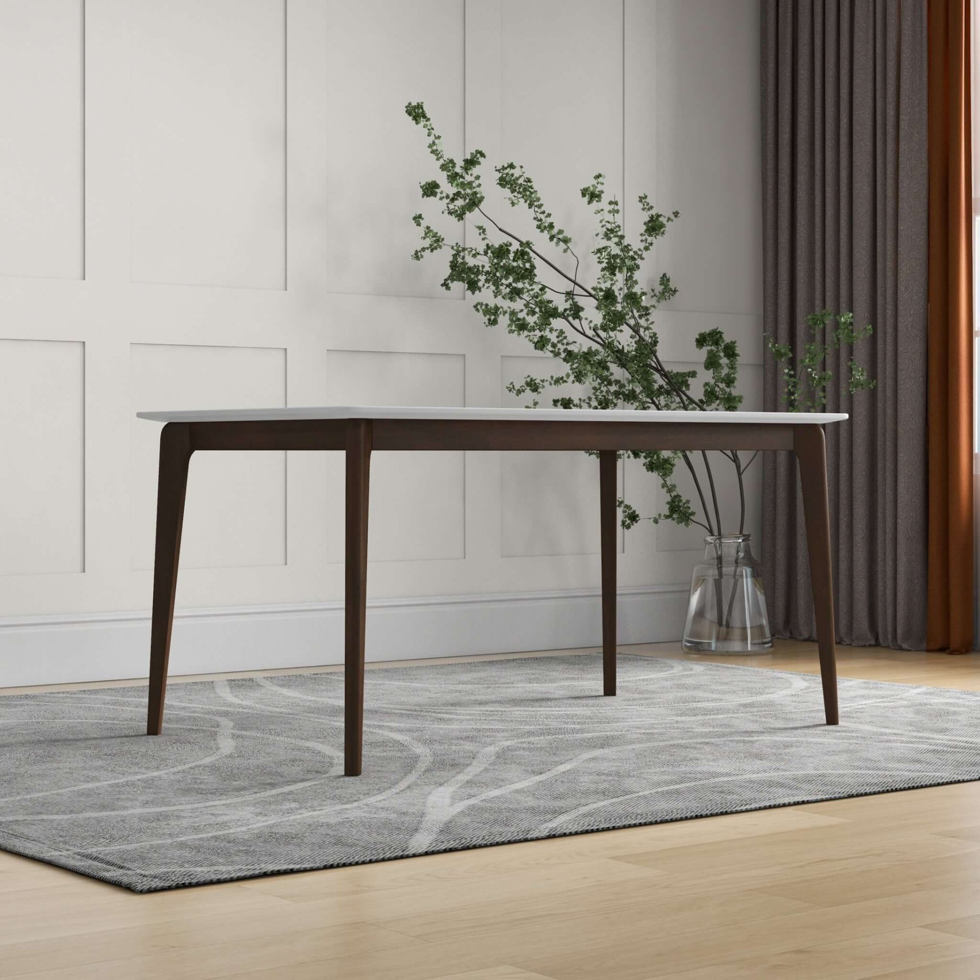 Lindsey - White Top Dining Table - Brown / White - Image 4