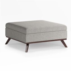 Owen - Square Coffee Table Storage Ottoman - Cloud Gray