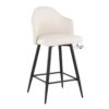Ahoy - Contemporary Fixed Height Counter Stool With Square Footrest (Set of 2) - Black / Cream - Image 2