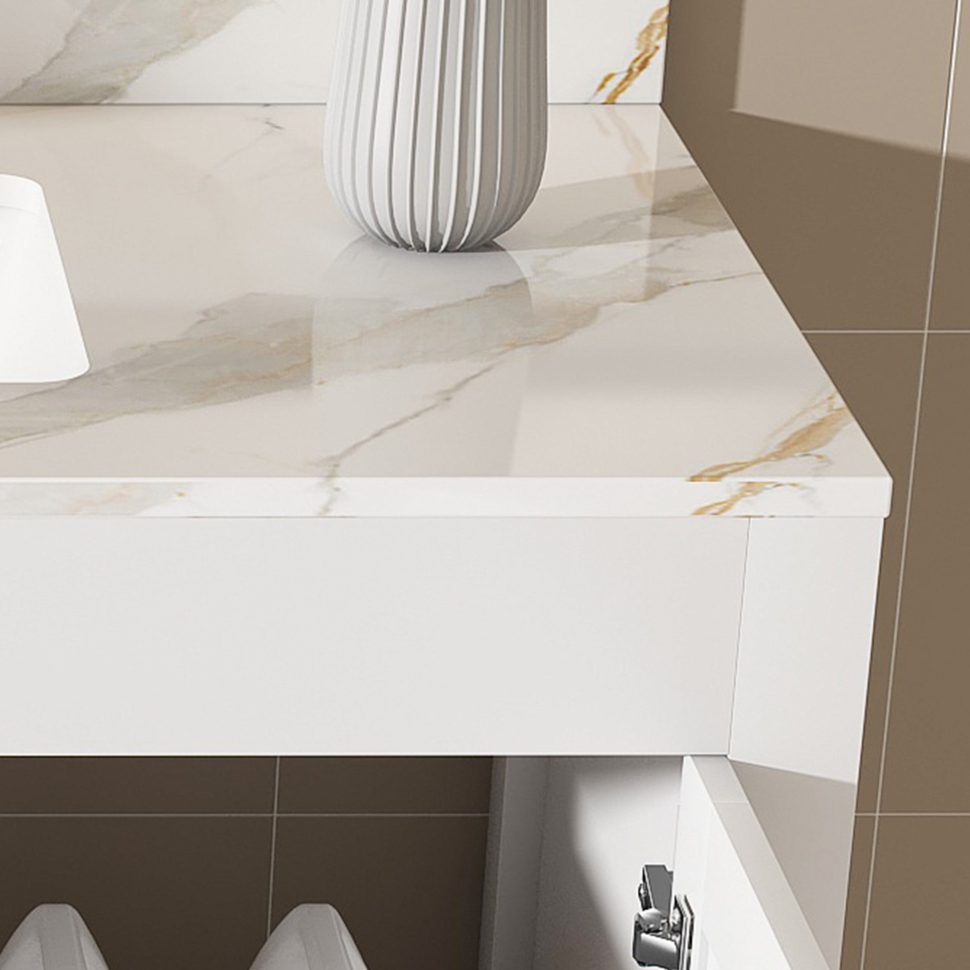 43" Bathroom Vanity, Multi Functional Cabinet With Doors And Drawer - White - Image 13