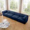 Modular Sectional Sofa With Storage Cylindrical Backrest, Armrests Deep Comfortable Seating Chenille 4 Seat - Blue - Image 6