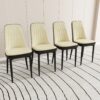 Modern Style Dining Chair (Set of 4) With Cushions Metal Legs - Beige / Black - Image 2