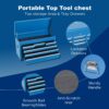 8 Drawer Rolling Tool Chest With 2 In 1 Detachable Top Box, Lockable Wheels, Liners, And Side Hooks Metal Tool Cabinet For Garage - Blue - Image 6